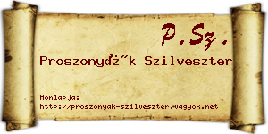 Proszonyák Szilveszter névjegykártya